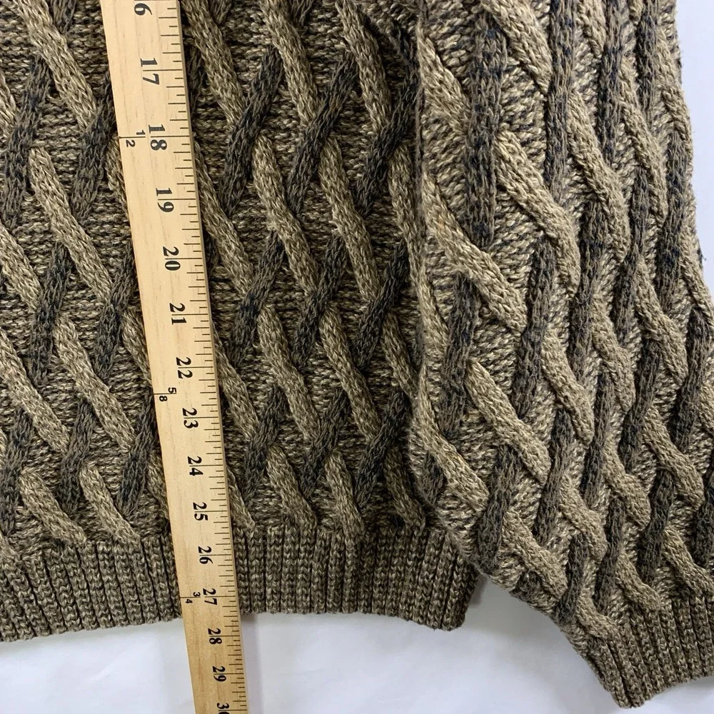 VTG 90s Mens Chunky 3D Basketweave Grandpa Sweater XL Earthy Grunge Granola USA
